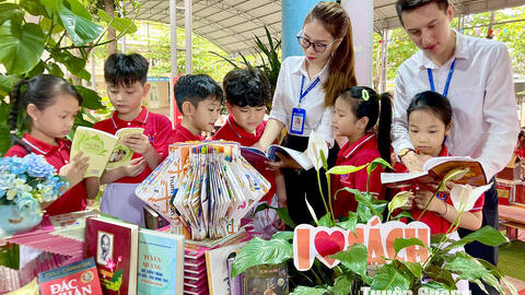 Gần 800 học sinh trường Tiểu học Lê Văn Tám tham gia Ngày hội đọc sách