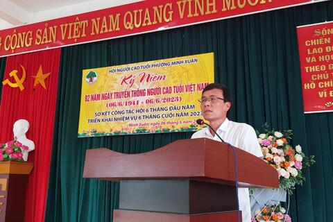 Sáng ngày 06/6/2023, Hội Người cao tuổi phường Minh Xuân tổ chức kỷ niệm 82 năm Ngày truyền thống người cao tuổi Việt Nam (06/6/1941- 06/6/2023), sơ kết công tác Hội 6 tháng đầu năm 2023.