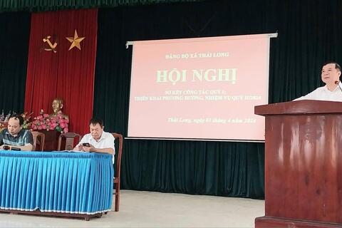 Ngày 1/4/2024 Đảng ủy xã Thái  Long tổ chức hội nghị sơ kết công tác đảng quý I, phương hướng nhiệm vụ quý II năm 2024 và tổng kết chỉ thị số 05-CT/TW